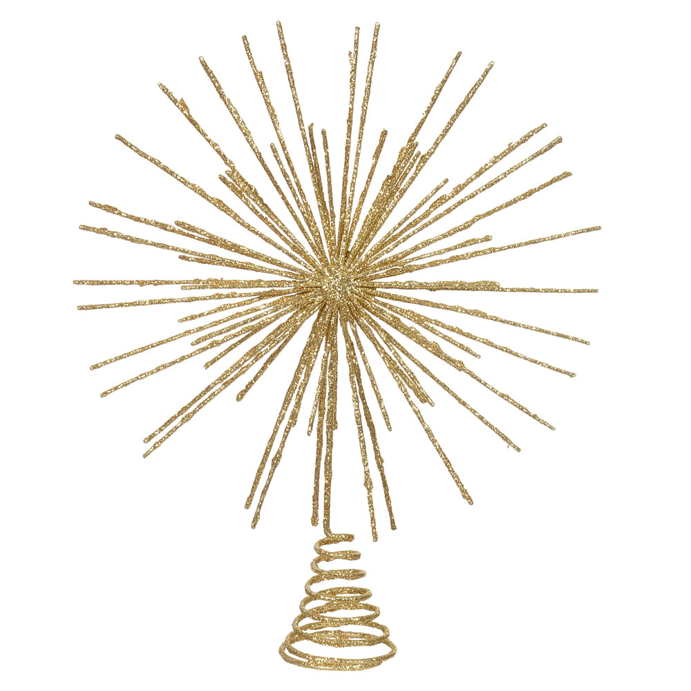 Ponteira Enfeite Natal Estrela 25cm Dourado Flor Arte